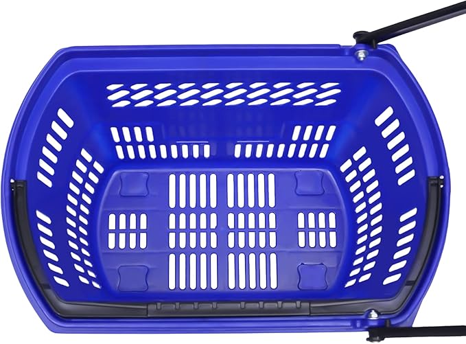 35L 6PCS Shopping Carts with Wheels and Handle, Plastic Rolling Basket, Portable Shopping Baskets Set for Supermarkets and Retail Stores