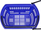 6PCS Shopping Carts,35L Shopping Basket with Wheels and Handle,Portable Plastic Rolling Sho-pping Basket for Retail Store (Blue)