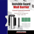 DuraSteel Wall Mount Crowd Control Retractable Belt Barrier- 9.2 Ft Blue Retractables Barrier Belt w/Stainless Steel Casing - Do Not Enter Crowd Control Barriers NOT Stanchions with Retractable Belts