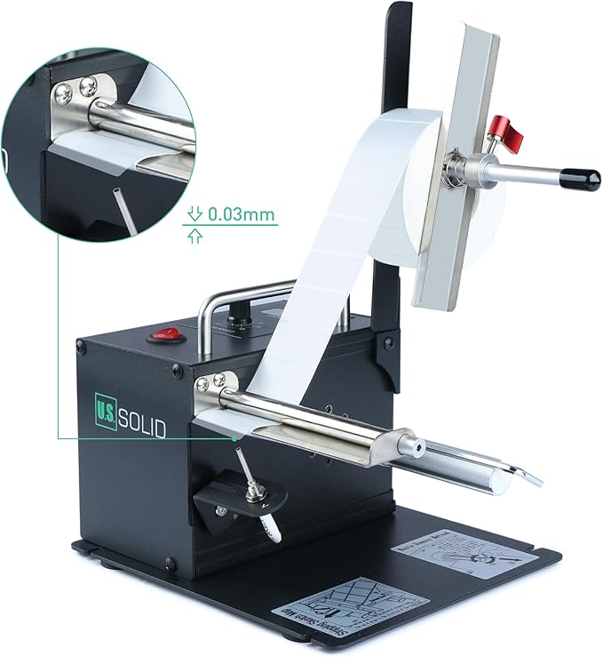 U.S. Solid Automatic Label Dispenser Machine w/Counter Fibre Optic Sensor Speed Adjustable - Clear and Opaque Labels - Width 10-115MM Length 8-130MM