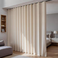 Room Divider Blackout Curtains Flexible Sliding Tracks Sets Ceiling Mounted Rod Window Curtain Privacy Separation for Bedroom Living Rooms,1 Panel Beige Drape and Black Track Set-W108xH108 in