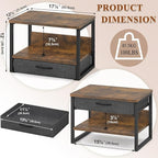 MARTY Printer Stand with Storage Drawer for Desk, 2-Tier Desktop Printer Stand Shelf Organzier for Home Office Printer Riser Under Desk Small Printer Table (Rustic Brown)