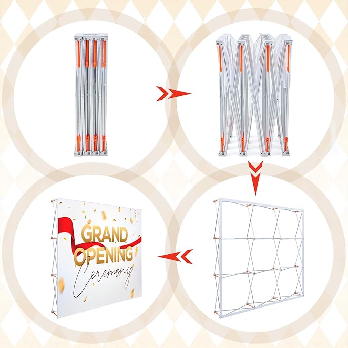 7.38 x 7.38 ft Portable Pop up Display Stand Trade Show Backdrop Tension Booth Collapsible Trade Show Booth for Exhibit, Conference, Weddings, Party, Collapsible Space Truss (Frame Only)
