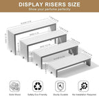 4 Set Large White Wooden Tiered Riser Display Stands for Vendor Events,Stackable Wooden Cupcake Stand,Farmhouse Decor Wood Dessert Table Display Set,Vendor Booth Display Items,Food Display Risers for Party（12-11.2-10.4-9.6IN）