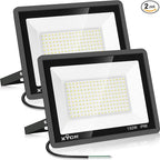 150W LED Flood Light Outdoor,2 Pack 15500LM Super Bright Security Light,IP66 Waterproof Floodlight,5000K Daylight White LED Exterior for Basketball Court, Stadium, Playground