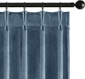 MIULEE Stone Blue Velvet Curtains 84 inches Long, Pinch Pleated Blackout Drapes with Hooks, Thermal Insulated Pinch Pleat Panels for Bedroom Living Room, 2 Panels