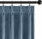 MIULEE Stone Blue Velvet Curtains 84 inches Long, Pinch Pleated Blackout Drapes with Hooks, Thermal Insulated Pinch Pleat Panels for Bedroom Living Room, 2 Panels