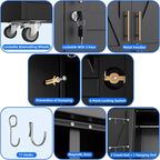 31.5 in Wide Garage Storage Cabinet, Metal Tool Cabinet with 4 Adjustable Shelves, Garage Storage System with Lockable Door for Offices, Gyms and Pantries, Black