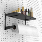 Pegboard Paper Towel Holder with Shelf, Heavy Duty Peg Board Accessory, Metal Pegboard Organizer Accessories for Garage, Workshop, Craft Room