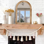 LOSOUR Arched Mirror, Farmhouse Decor Solid Wood Frame Wall Mirror, Bathroom Mirrors, Large Vintage Mirror for Bathroom, Living Room,Bedroom, Entryway, Hallway,Foyer (Brown, 36" L x 24" W)