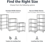 Amazon Basics 5-Shelf Adjustable Heavy Duty Steel Wire Rack Storage Shelving Organizer for Kitchen, Garage, 36" L x 14" W x 72" H, Black