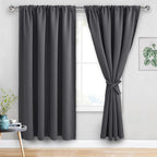 JIUZHEN Blackout Curtains for Bedroom - 60 Inch Extra Wide Thermal Insulated Room Darkening Privacy Soundproof Curtains for Living Room/Dorm Room, Set of 2 Panels, 60 x 72 inches, Dark Grey