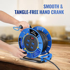 80 FT Retractable Extension Cord Reel, 14AWG Heavy Duty Power Cord with 4 Grounded Outlets, USB-A & USB-C Ports, 13A 1625W, Portable Hand Crank for Indoor Outdoor Use, ETL Listed U80ACR06