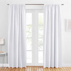 PONY DANCE Blackout Curtains & Draperies - 42 x 84 inches Pure White Out Window Curtain Double Panels Home Decoration Thermal Insulated Light Block Drapes Privacy Protect, Set of 2