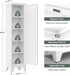 67''Farmhouse Metal Storage Cabinet with Barn Doors,Steel File Cabinet for Home Office,Kitchen Pantry 4 Adjustable Shelves,Freestanding Cupboard for Kitchen,HomeOffice(White)