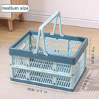 Collapsible Storage Crate with Handles, 20L Foldable Plastic Basket, Organizer Container (Light blue, M)