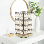 EsLuker.ly Rotating Earring Display Holder Stand for Vendors Events Selling, Large Capacity 64 Hooks Jewelry Rack with Wooden Base for Earring Card Sales, Enhances Retail Display Visibility