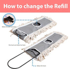 2 Pack of 24 Cotton Refills for Industrial Class Floor Dust mop Series Can be fit with Others