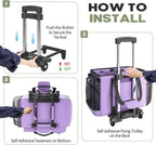 Rolling Cleaning Caddy Bag with Detachable Trolley, Cleaning Supplies Organizer Cart on Wheels, Cleaning Supply Caddy for Housekeepers, Large Professional Detailing Bag Tote for Home, Car (Purple)
