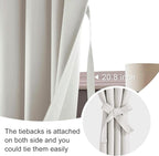 JIUZHEN Short Blackout Curtains for Small Window - Cafe Room Darkening Privacy Thermal Insulated Half Window Curtains Tiers for Bathroom,Kitchen, W 42 x L 36, Set of 2 Panels with Tiebacks, Ivory