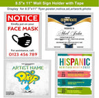 Acrylic Sign Holder 8.5" x 11" Wall Mount - Plastic Wall Sign Holder With Tape,Clear Plexiglass Self-adhesive Acrylic Frames, Door Sign Holder, No Drilling, 3 Pack Silver