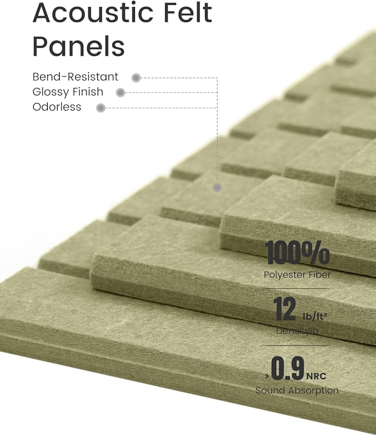 Large Felt Bulletin Board 48" x 36" Cork Board Alternative-12 Pack with 70 Safe Removable Adhesive Tabs, Cork Boards for Walls Cork Board for Home Office Classroom Pin Board (Olive Green)