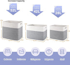 OIAHOMY Storage baskets for Shelf, Toy Storage Basket, Collapsible Storage Bins, Blanket Basket Living Room, Closet Storage for Bedroom, 15 x 9.8 x 11.8 Inches-Pack of 2-Grey, FSB-H-P-01