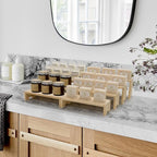 Large Display Wood Risers Wooden Stand 8 Tier Wood Racks Decorative Rectangular, 2 Set 8 Pieces Cupcake Stands Cologne Perfume Organizer Dessert Showcase Items(nature)
