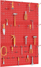 TORACK 3 PCS Metal Pegboard Panels(12x24 inch) for Wall Garage Tools Storage Pegboard System for Workbench, Modular Peg Board Tool Organizer Board Kit(Pack of 3, Red)