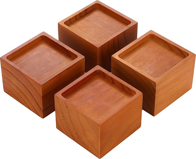 3-Inch Solid Pine Furniture Risers – 2000LBS Capacity, Tool-Free Install, Natural Wood Design for Beds, Sofas & Desks (3 Inch)