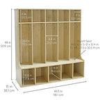 Factory Direct Partners Birch 5-Section Coat Locker with Bench, 10 Storage Cubbies and Coat Hooks; Durable, Sturdy Furniture for Home, Daycare, Preschool, Montessori Classroom