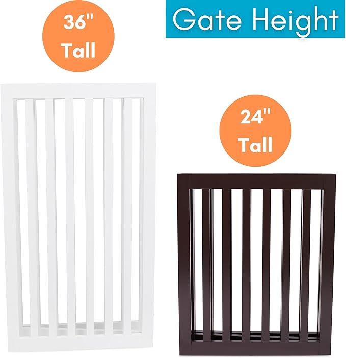 INTERNET'S BEST Dog Gate Indoor Freestanding Pet Barrier, Folding Wood Dog Fence, Extra Wide Doorway Puppy Gate, Indoor Animal Privacy Panel, Wooden Cat Fence - 4 Panel - 24", Espresso