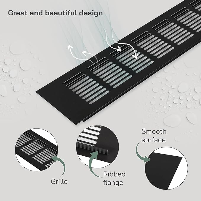 Vent Systems 19.69 x 3.15 Inch (Outer Size) Air Supply Ventilation Grille - Brown Aluminum Rectangle Intake/Exhaust Door Vent Deflector - HVAC for Home Improvement Floor, Wall Duct Cover