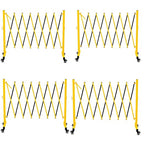 11 Traffic Barricade with Casters, Metal Expandable Barricade, Folding Security Gate, Retractable Fence Outdoor Barricade Fence for Construction Area, Traffic Control（4 Pack)