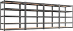 REIBII 2020LBS Storage Shelves 5 Tier Garage Shelving Heavy Duty, Adjustable Metal Shelving, Garage Shelves for Basement, Warehouse, Pantry, Closet, Kitchen 72" H x 35.55" W x 16" D, Black, 4 Pack