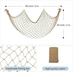 Patioland Decorative Fishing Net 2 Pack, 80x40 Inch Large Caramel Fish Net Decor for Wall, Photo Display, Nautical Mermaid Pirate Ocean Themed Beach Hawaii Under the Sea Party Decorations