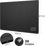 Large Bulletin Board, 60 x 48 inches Decorative Felt Pinboard, 5' x 4' Cork Board Alternative for Wall, Foldable Photo Board Self-Adhesive Vision Board with 20 Pushpins - Black