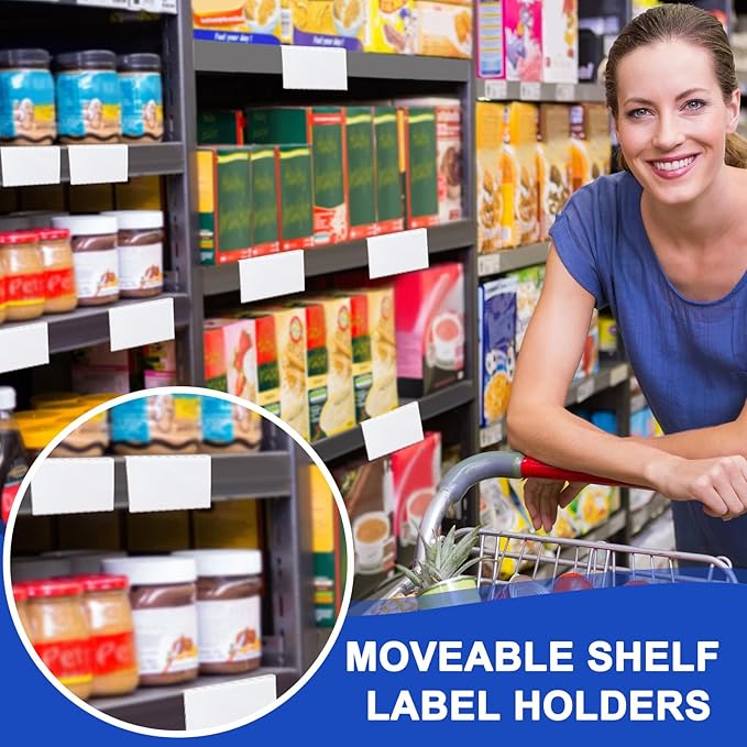 24 Pcs Acrylic Library Moveable Shelf Label Holders Bulk Talker 4" x 2" Clear Shelf Display Markers Retail Label Tags for Office Home Classroom Office Book Shelve