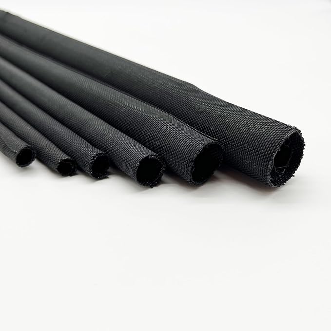 Braided Cable Management Split Wire Loom Black Wire Cover Protective Harness Tubing Self Wrap Cord Sleeve Mesh Woven 3/8"-16ft