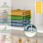 Shelf Dividers for Closet Organization: 10" Tall x 8.4" Deep Durable Clear Acrylic Divider Organizer for Shelves - 12 Pack Adjustable Shelving Separators for Clothing Purse