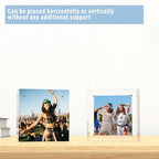 HELPLEX 5 Pack 8x8 Acrylic Picture Frames, 24mm Thicker Square Frameless Clear Frame Double Sided Magnetic Frame, Free Standing Desktop Display Stand Acrylic Frames