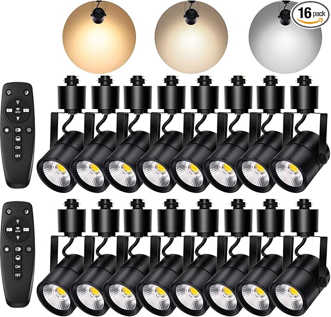 Dimmable LED Track Light Heads with Adjustable Color (2700K-6500K), 10W 1000LM 24° Beam, Flicker Free CRI90+, H Type Spotlight Fixtures for Art Accent Task - Black (16 Pack)