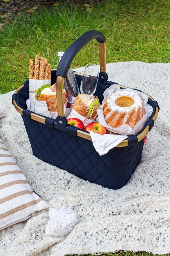 reisenthel carrybag rhombus midnight gold - Sturdy shopping basket with plenty of storage space and practical inner pocket - Elegant and water-repellent design