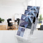 Acrylic Brochure Holder 8.5 x 11 inches, 3 Tier Clear Plastic Flyer Holder Display Stand, Wall Mount/Countertop Literature Organizer for Documents, Pamphlets, Booklets, and Menu