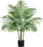 Artificial Fake Palm Tree 3FT Tropical Faux Palm Trees in Pot with 9 Trunks and Real Bark Design Areca Floor Plant Faux Palm Plant for Indoor Outdoor Home Decor