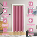 ChrisDowa Blackout Door Curtains for Doorway Privacy, Grommet Closet Curtains for Bedroom Closet Door, Thermal Insulated Temporary Doorway Cover Room Divider Drapes (1 Panel, Pink, 42 x 80 Inch)