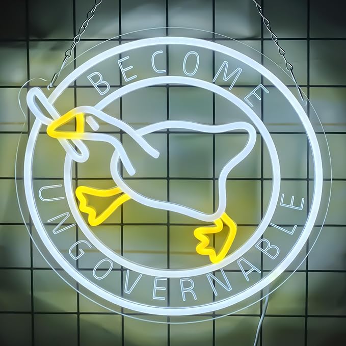Murder Duck with Knife Neon Sign Untitled Goose Neon Light for Room Decor, Become Ungovernable LED Duck Signs for Wall Decor Game Room Man Cave Birthday Funny Neon Light Sign Gifts 13.4x12.6 In