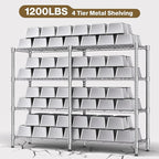 Himimi 4-Tier Heavy Duty Metal Storage Rack, 1200LBS Adjustable Wire Shelving for Storage, Standing Storage Shelf Units for Kitchen Garage Pantry Laundry, 60" W x 14" D x 60" H, Silver