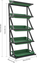 5 Tiers Retail Display Rack, Single Row Commercial Market Shelf Fruit and Vegetable Basket Stand Rack Set Snack Pantry Shelf Unit for Kitchen, Office, Store