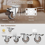 W B D WEIBIDA 3 Inch Heavy Duty Casters Wheels Set of 4, Dual Locking Rubber Casters with 1000 LBS, 360 Degree Ball Bearing Swivel Casters, No Noise TPR Rubber Wheels for Cabinets, Workbench